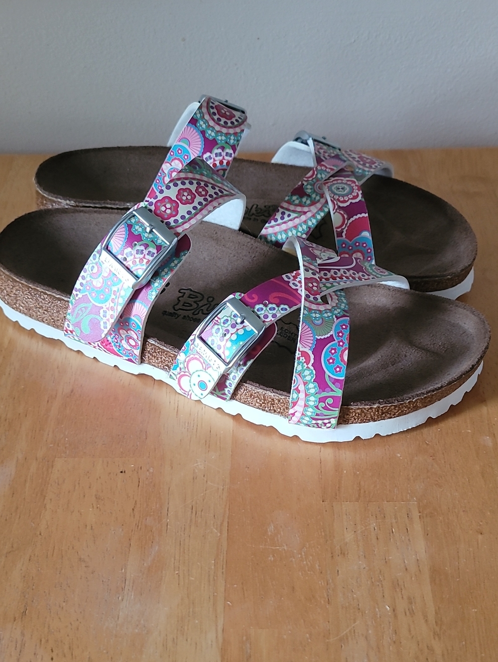 New Birkenstock Birki's Nepal Sandals in Pink Paisley